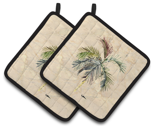 Palm Tree Pot Holders Set Of 2 Tropical Oven Mitts And Pot