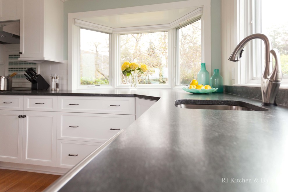 Example of a beach style kitchen design in Providence