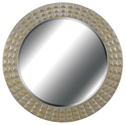 Kenroy Home 60092  32 Inch Wide Round Beveled Wall Mirror from the Bezel Collect