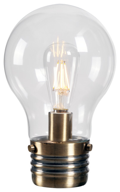Mini Edison Accent Lamp, Antique Brass, Rustic, 12" Height, 8" Width