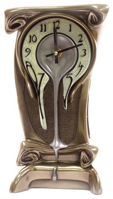 Art Nouveau Melting Clock, Cold Cast Bronze