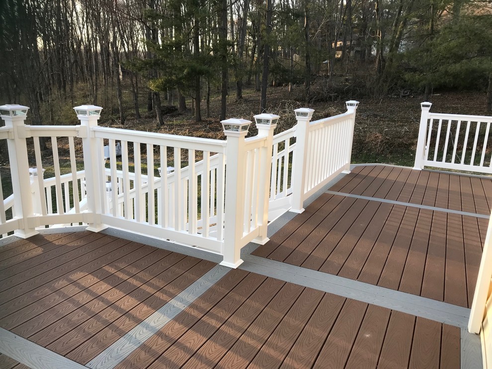 Custom Designed Deck Vinyl Railings, Solar Post Caps Contemporary
