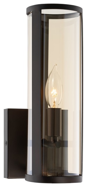 Kira Home Cypress 12" Modern Wall Sconce, Amber Glass + Oil Rubbed Bronze Finish