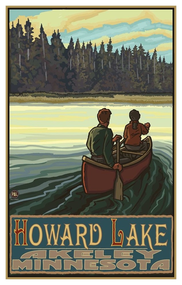 by Artist Paul A. Lanquist Howard Lake Akeley Minnesota Art Print, 12"x18" Contemporary Fine