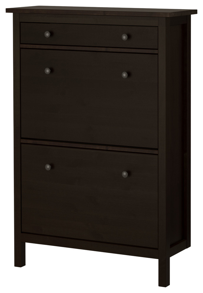 Hemnes Shoe Cabinet With 2 Compartments, Black/Brown