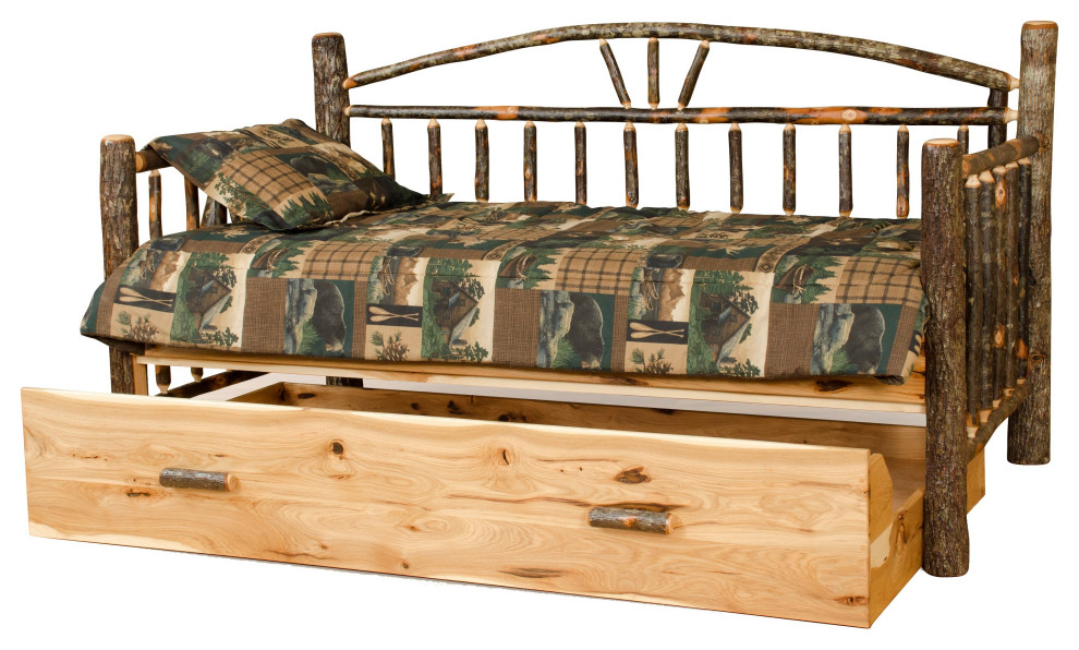 Hickory Log Day Bed, All Hickory, Bed With Trundle