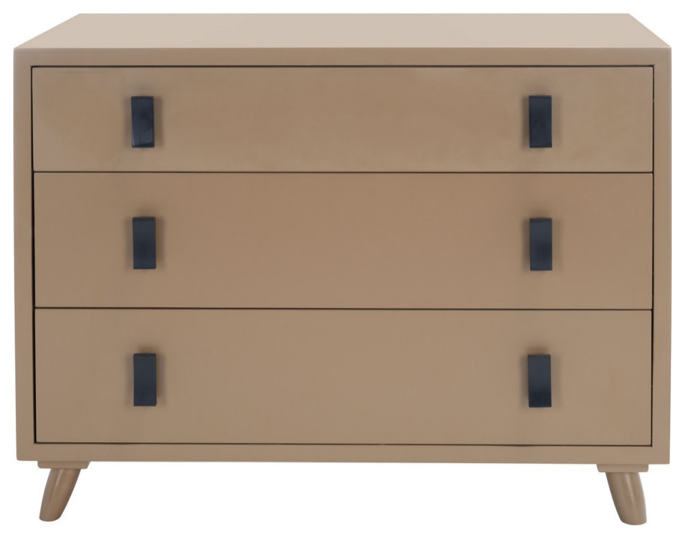 Rudy 3 Drawer Chest, Taupe/Black Modern Accent Chests And