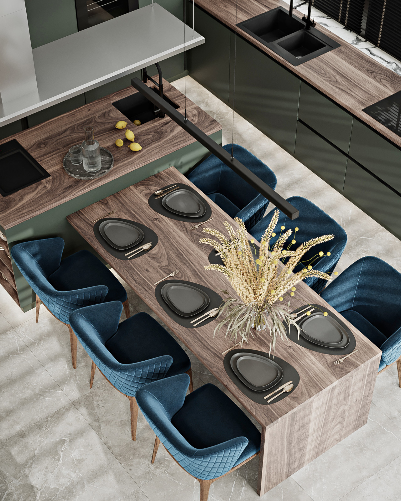 КП Первозванный 1, кухня-гостиная (вариант 3)