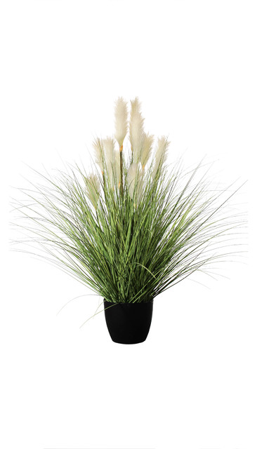 Potted Reed River Grass Set Of 2 4 Modern Artificial Plants And Trees By Amazing Green Inc