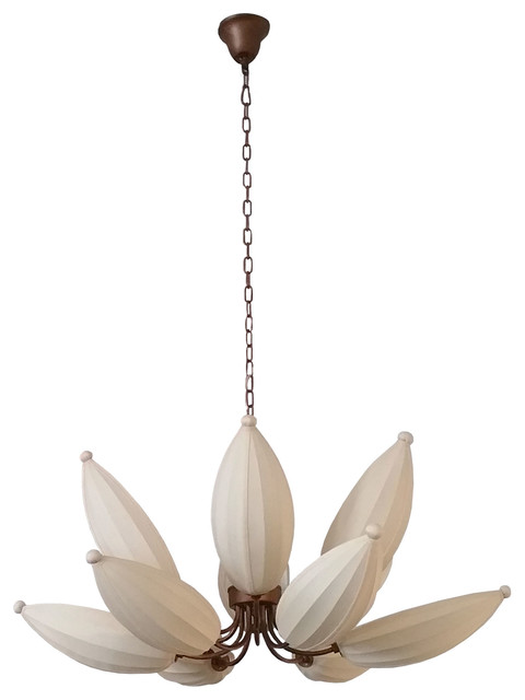 Zen Style Lotus Chandelier With Silk Shade White Contemporary Zen Style Lotus Chandelier With Silk Shade White Small