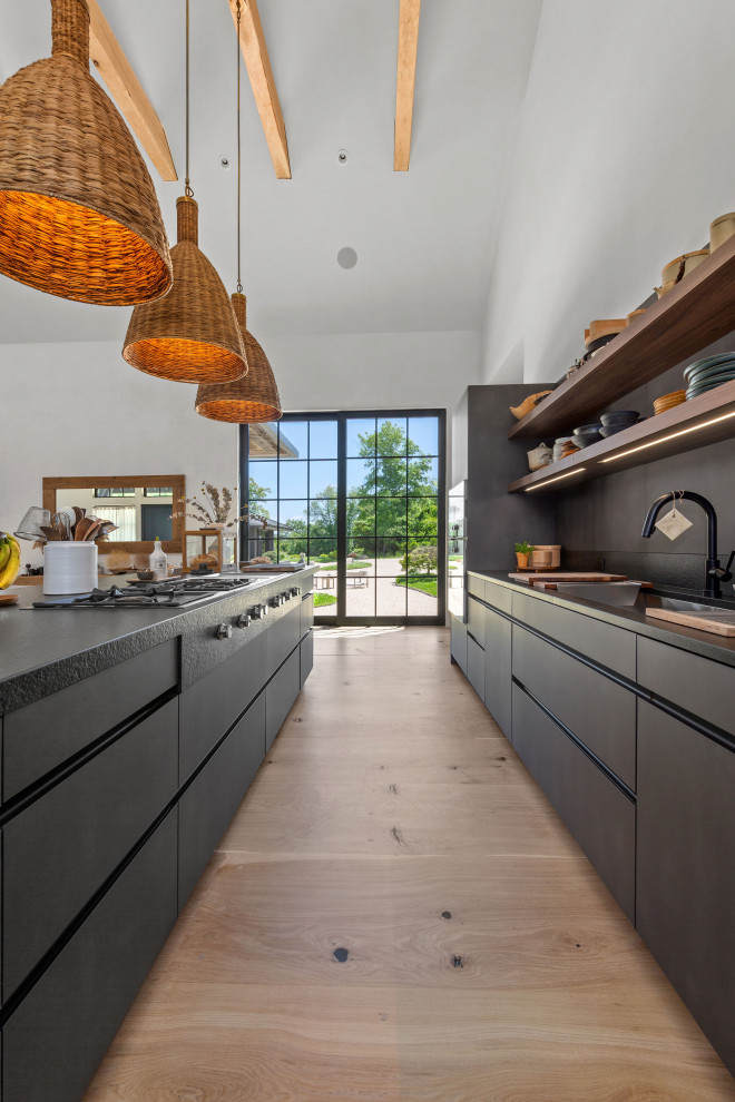 Example of a mountain style kitchen design in New York
