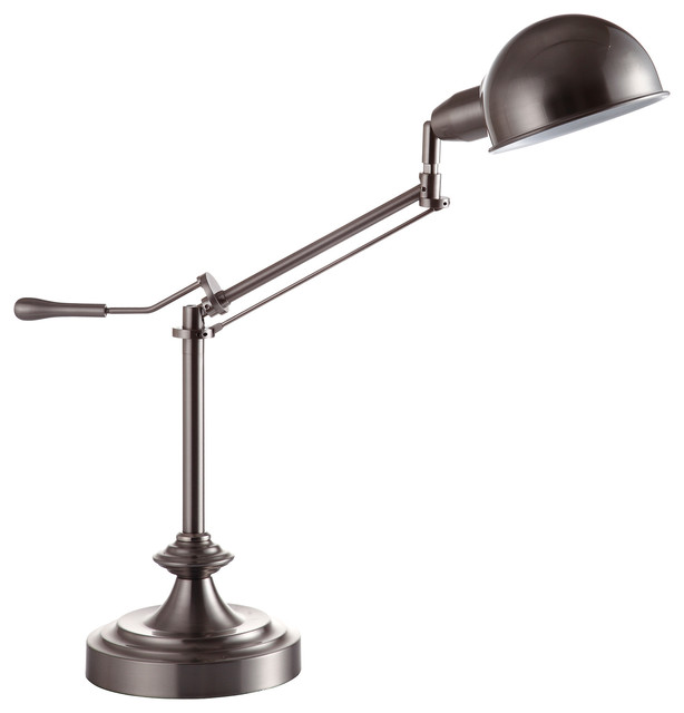 24 5 Tall Metal Adjustable Table Lamp With Perch Swing Arm Silver Finish