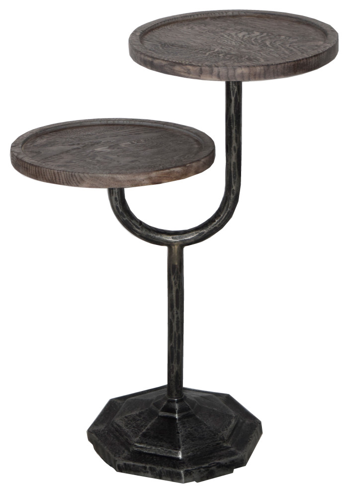 Bayside Jensen Solid Oak Side Table With Cast Iron Base