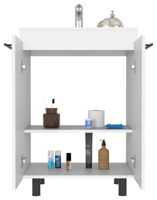 Floor Oxnard, Double Door White Transitional Bathroom