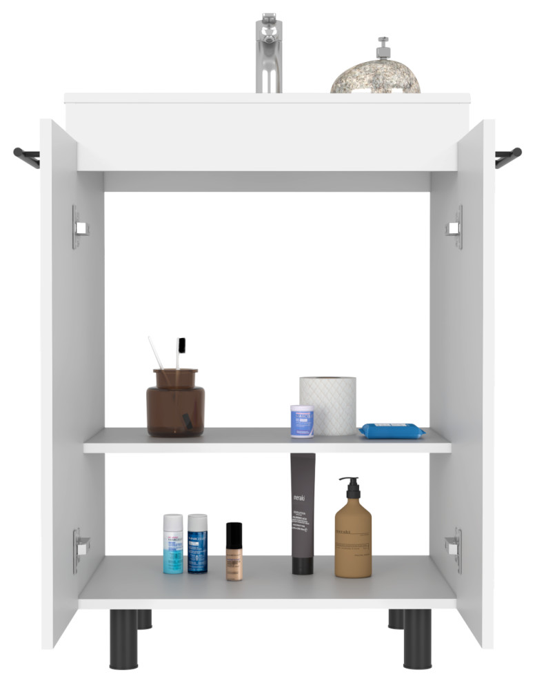 Floor Oxnard, Double Door White Transitional Bathroom