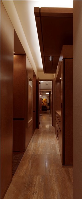 Quaker Bluff Residence rustic-hallway-and-landing