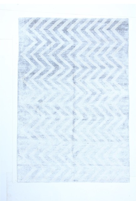 Modern Hand Knotted Rug, Gray, 6'x9'