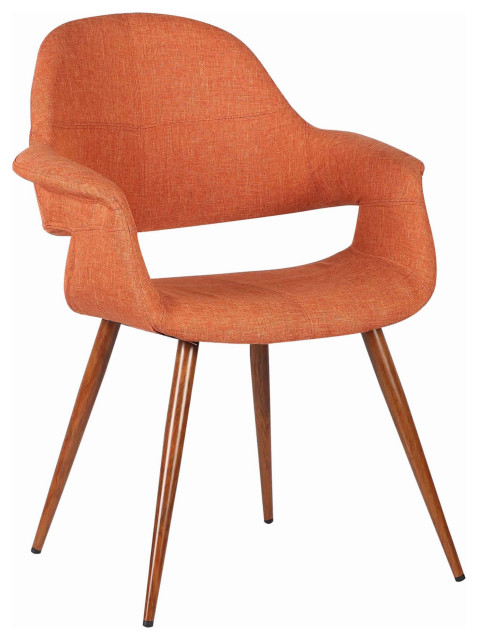 Benzara BM155651 Fabric Dining Chair, Round Tapered Legs, Orange/Brown