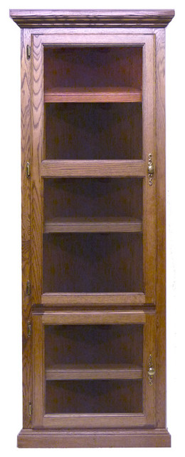 Traditional Corner Bookcase With Glass Doors Traditional