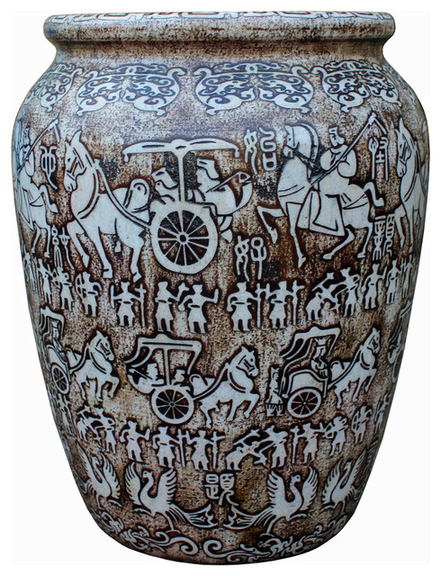 Chinese Oriental Stone Carved Tall Pot Planter Vase Accent Cs2357 Chinese Oriental Stone Carved Tall Pot Planter Vase Accent Cs2357 Asian Indoor Pots