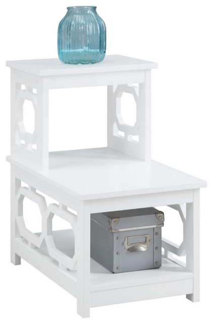 Convenience Concepts Omega 2 Step Chairside End Table in White Wood ...