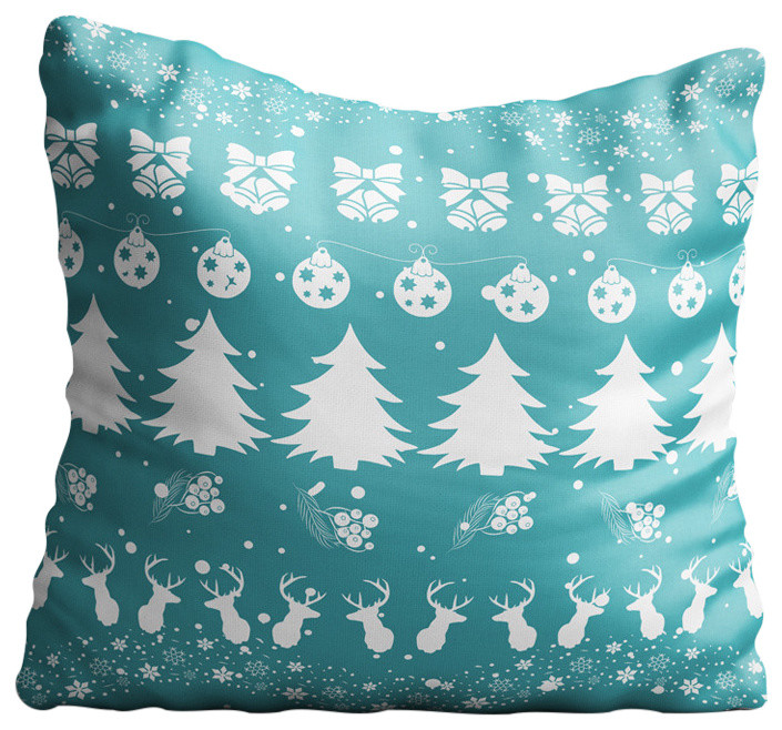 Christmas Pattern Blue Throw Pillow Case