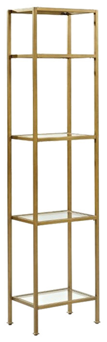 Pemberly Row Narrow Open Display Case in Gold