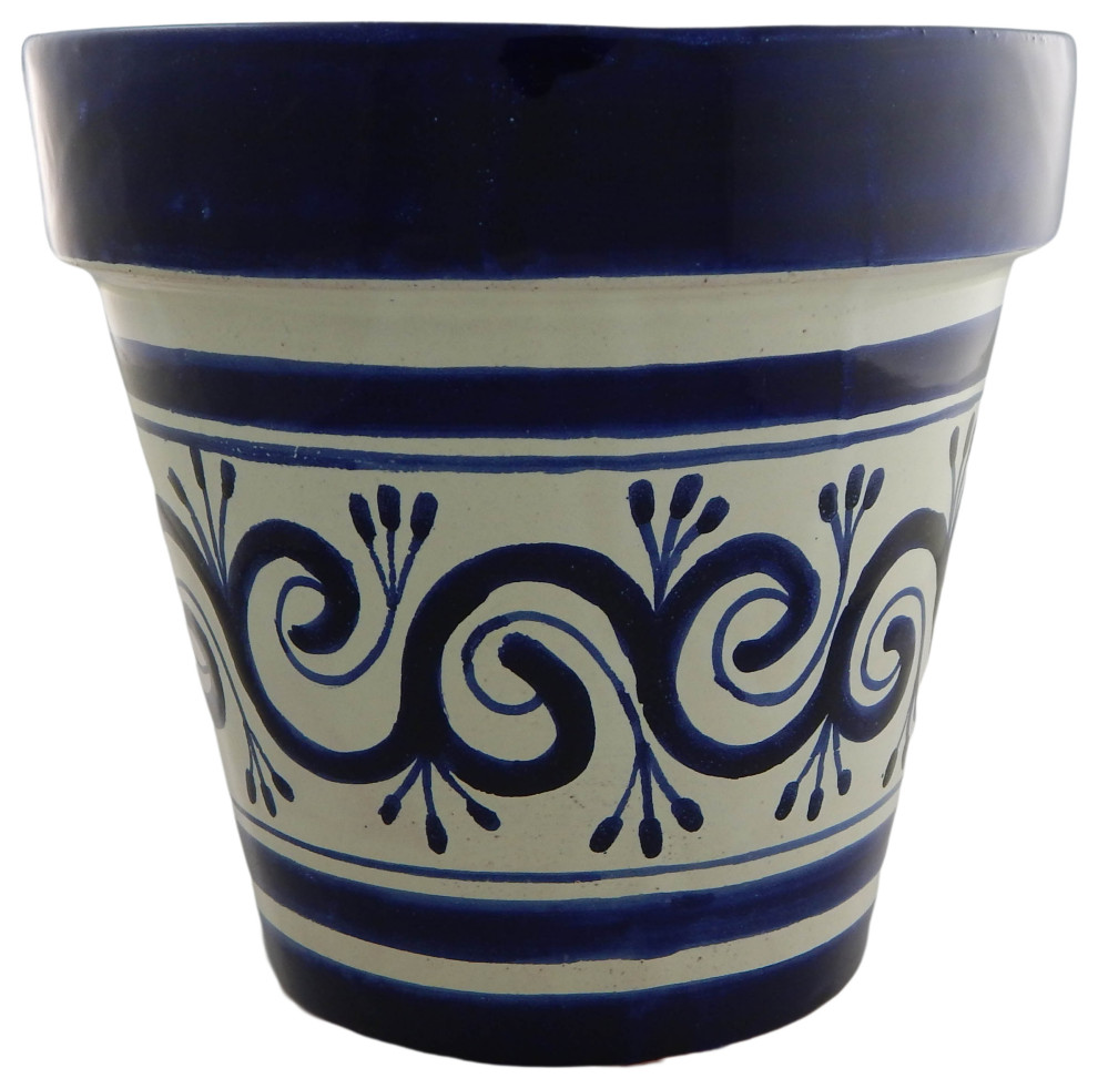 Mexican Ceramic Flower Pot Planter Folk Art Pottery Handmade Talavera