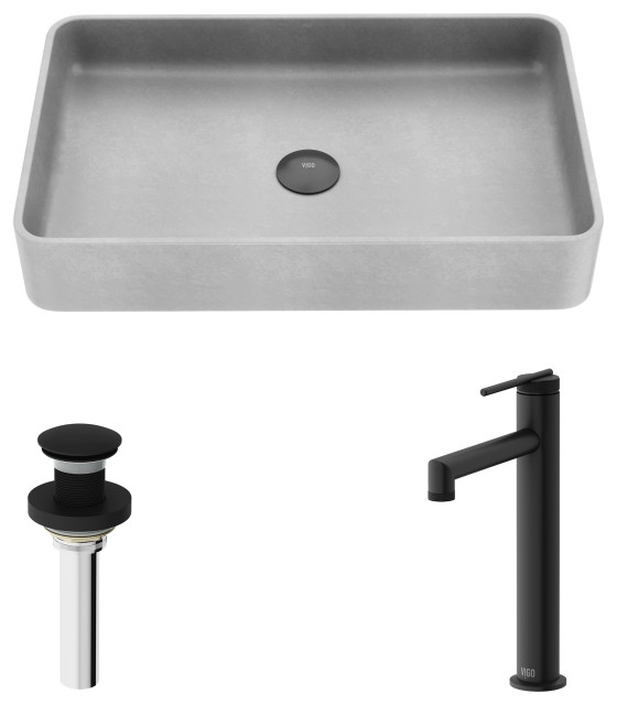 VIGO Bathroom Sink With Vessel Faucet, Matte Brushed Gold Modern