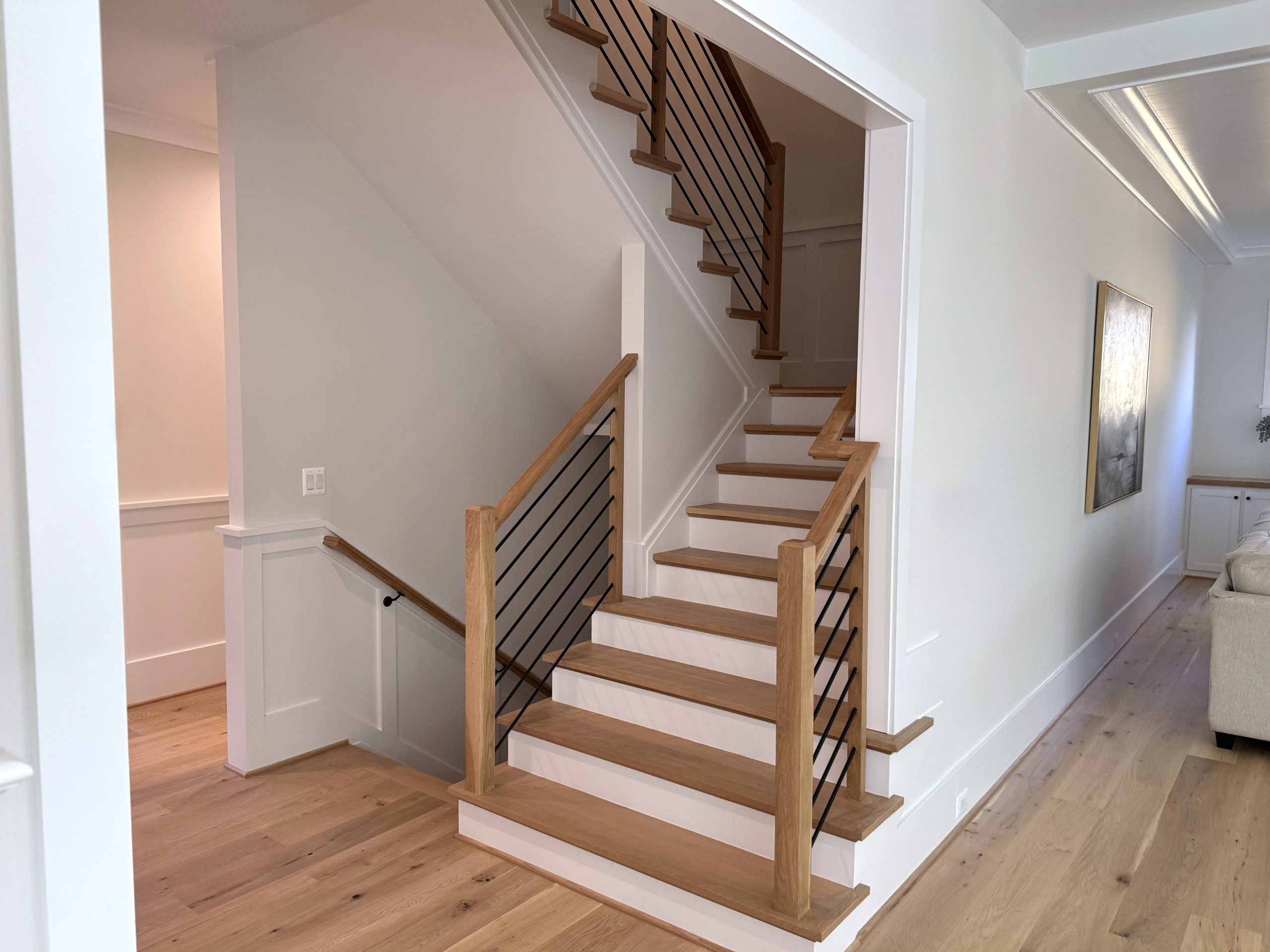 140_Modern White Oak Stair with Horizontal Bar Rail, Falls Church, VA 22043