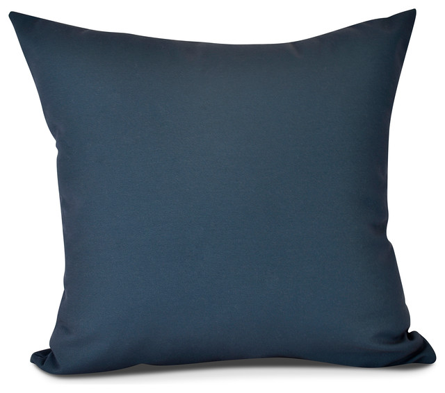 Solid Outdoor Pillow, Navy Blue, 16" x 16" Contemporary Outdoor