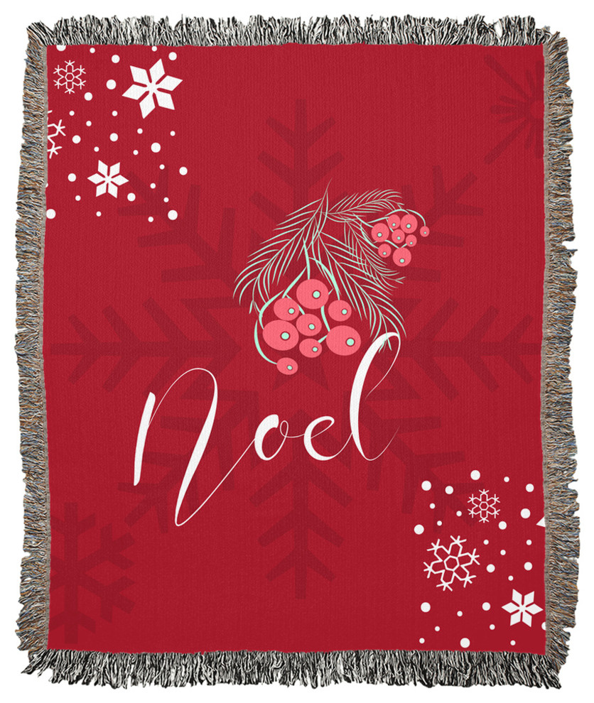Noel Red Woven Blanket, 50x60