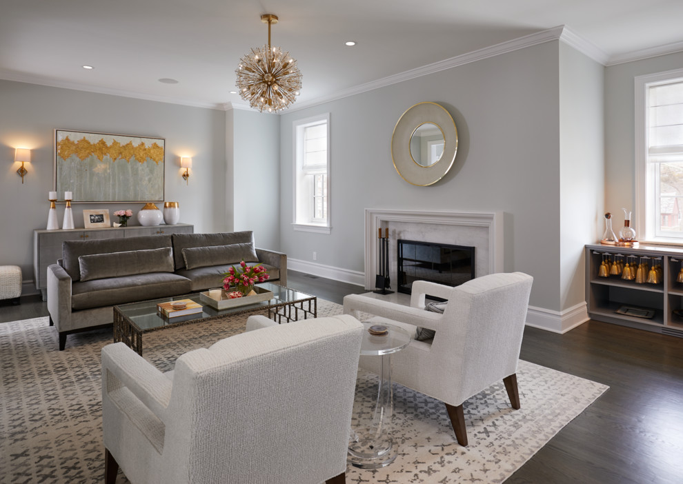 Scarsdale - Example of a transitional living room design in Raleigh