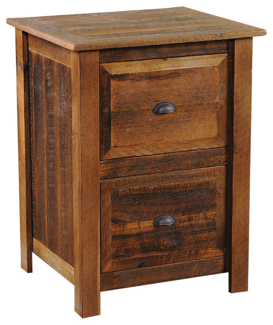 Fireside Lodge Furniture Company Barnwood Two Drawer File Hickory Legs, Traditional Oak