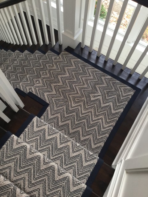 Sisal Stair Runner Landing with Miter maritim-trappa