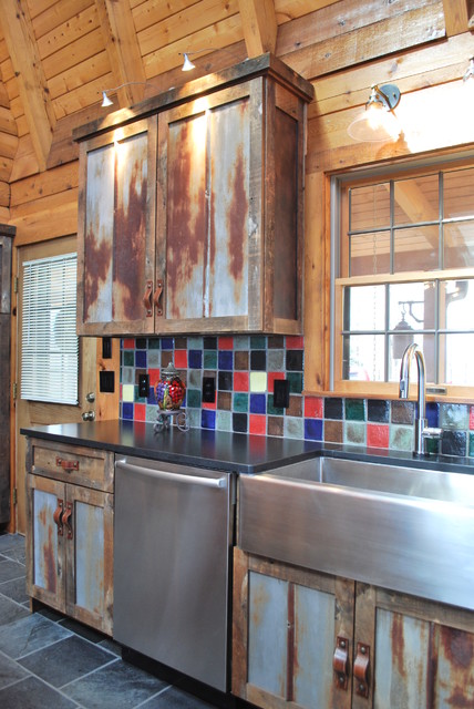 Barnwood Kitchen For Log Home Rustic Kitchen Other