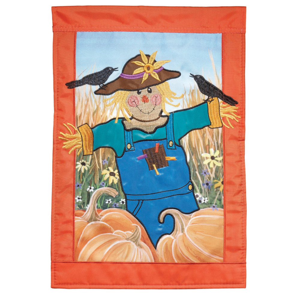 Scarecrow Pumpkins Applique, Large Flag Traditional Flags And