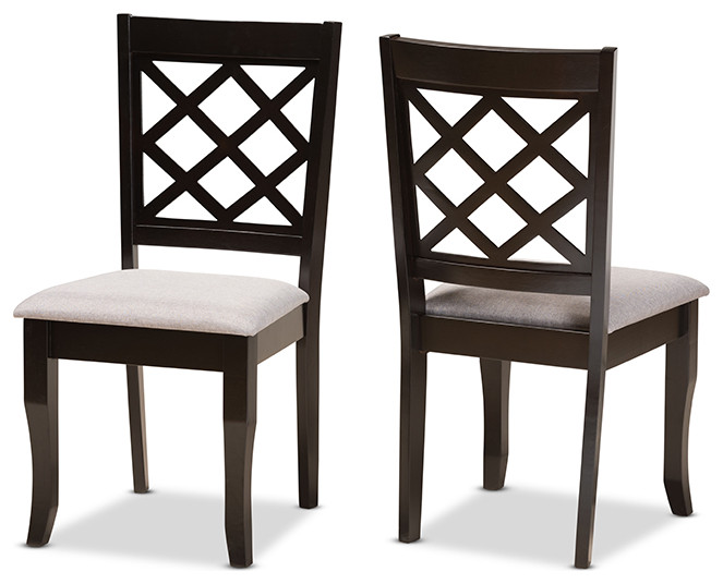 Kirby Contemporary Gray and Dark Brown Dining Chair, Set of 2
