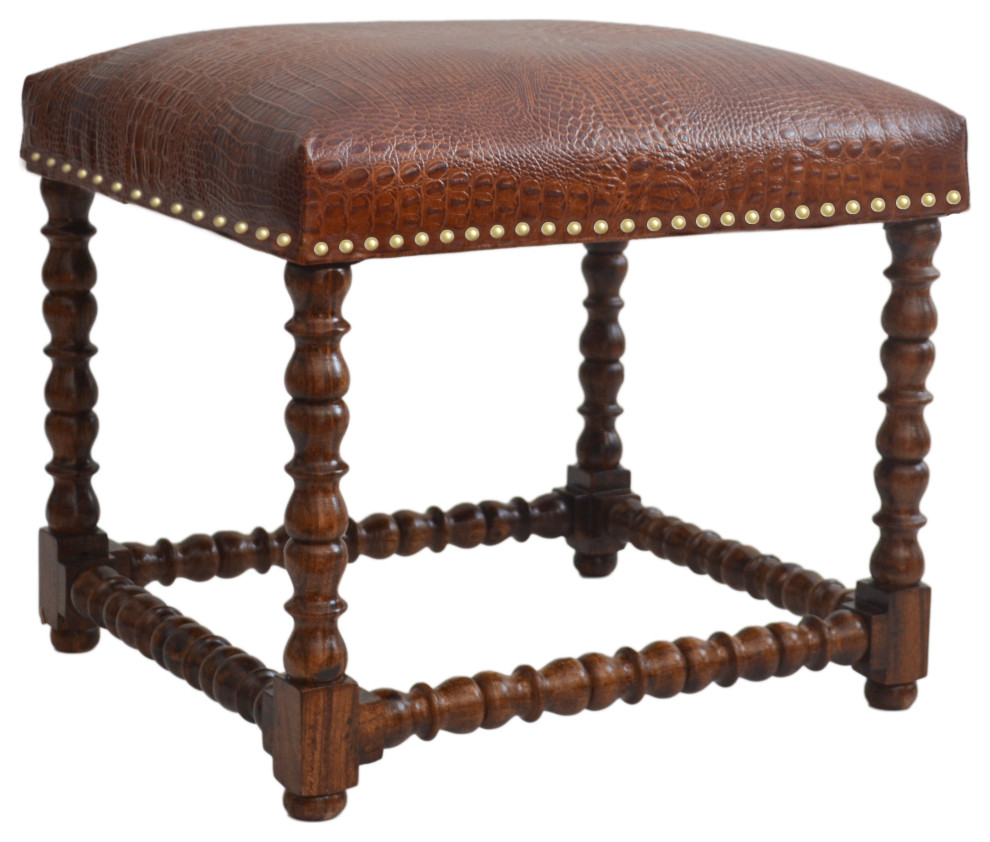 Embossed Croc Ottoman Traditional Footstools And Ottomans by John