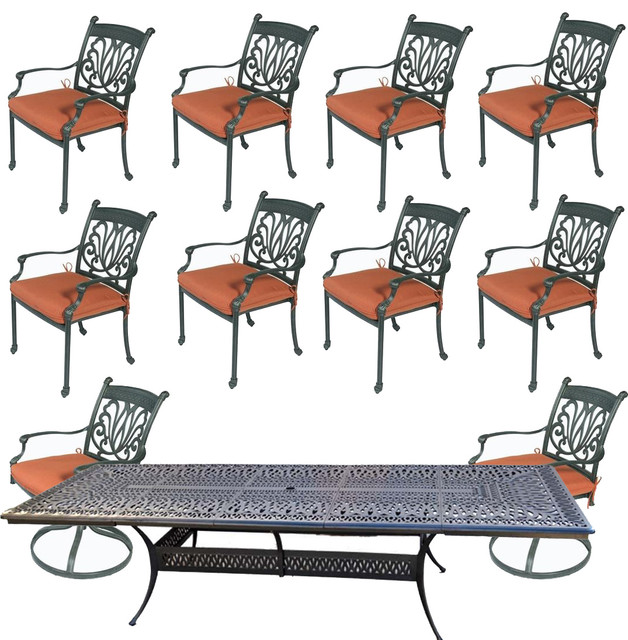 11 Piece Patio Dining Set Cast Aluminum Outdoor Furniture