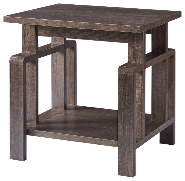 SINTECHNO SID192627ET Contemporary End Table With Bottom Shelf