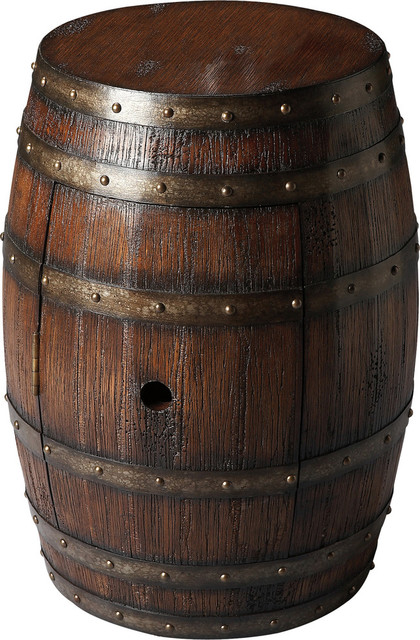 Lovell Rustic Barrel Table, Dark Brown