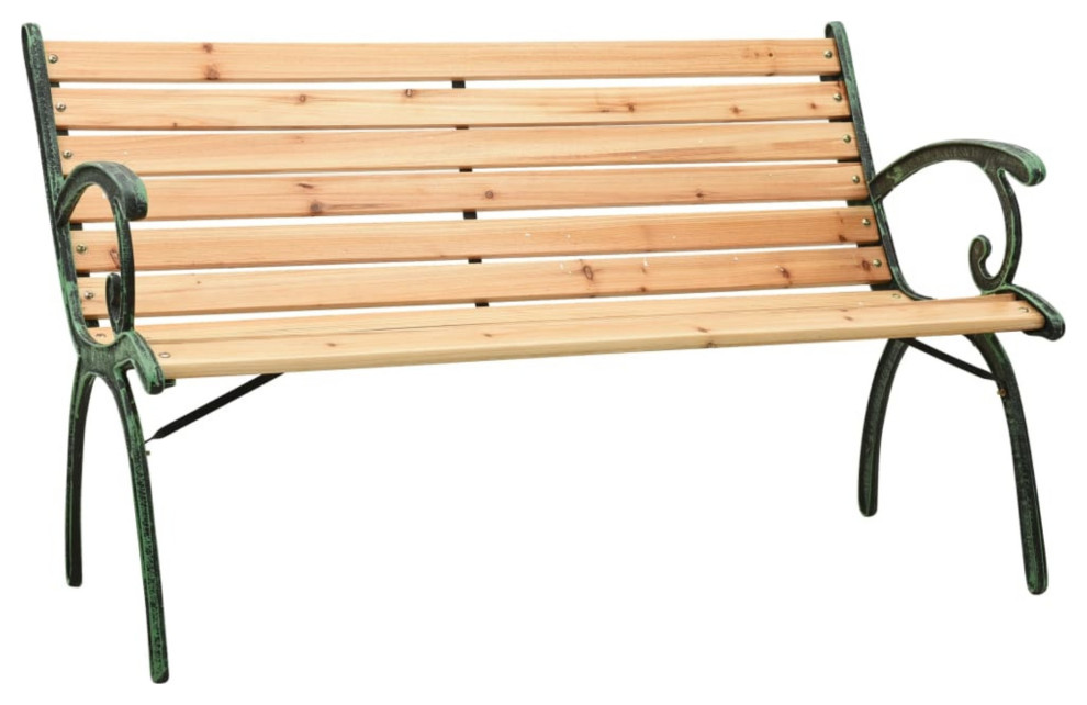 Vidaxl Garden Bench 48.4" Cast Iron And Solid Firwood