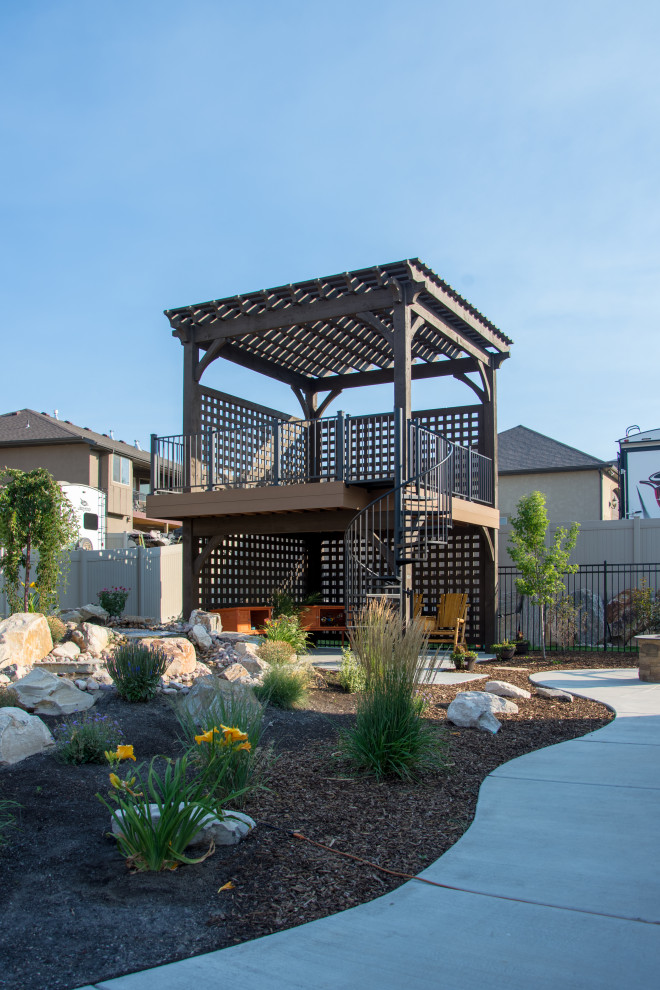 Design ideas for a large patio in Salt Lake City with concrete slab and a pergola.