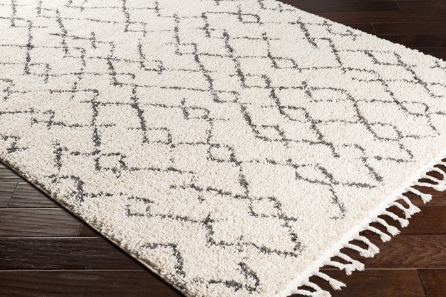 Berber Shag Bohemian Global Charcoal, Beige Area Rug - Scandinavian ...