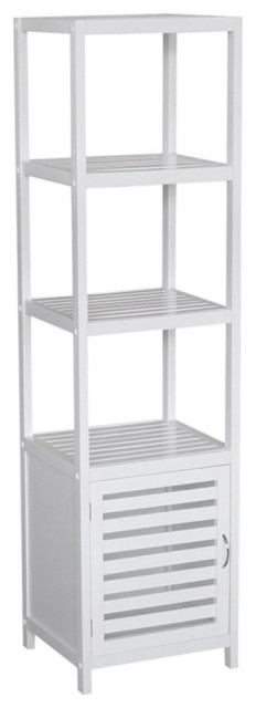 Gallerie Decor Natural Spa 5-Shelf Transitional Bamboo Cabinet in White