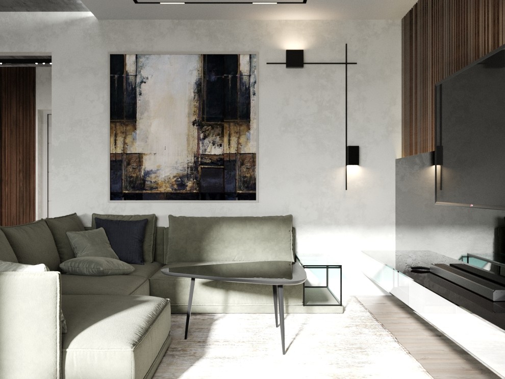 Брутальный интерьер для молодого мужчины. Гостиная-студия.