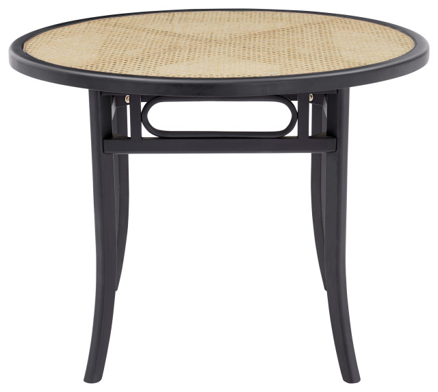 Adna Dining Table Clear Tempered Glass Top Over Cane Tropical Tables By Euro Style Houzz Adna Dining Table Clear Tempered Glass, Are Glass Top Tables Out Of Style