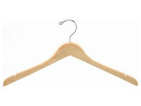 Contoured Deluxe Wooden Coat Hanger (Natural/Chrome)