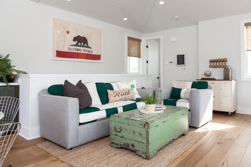 Beach style formal and enclosed living room photo in Orange County